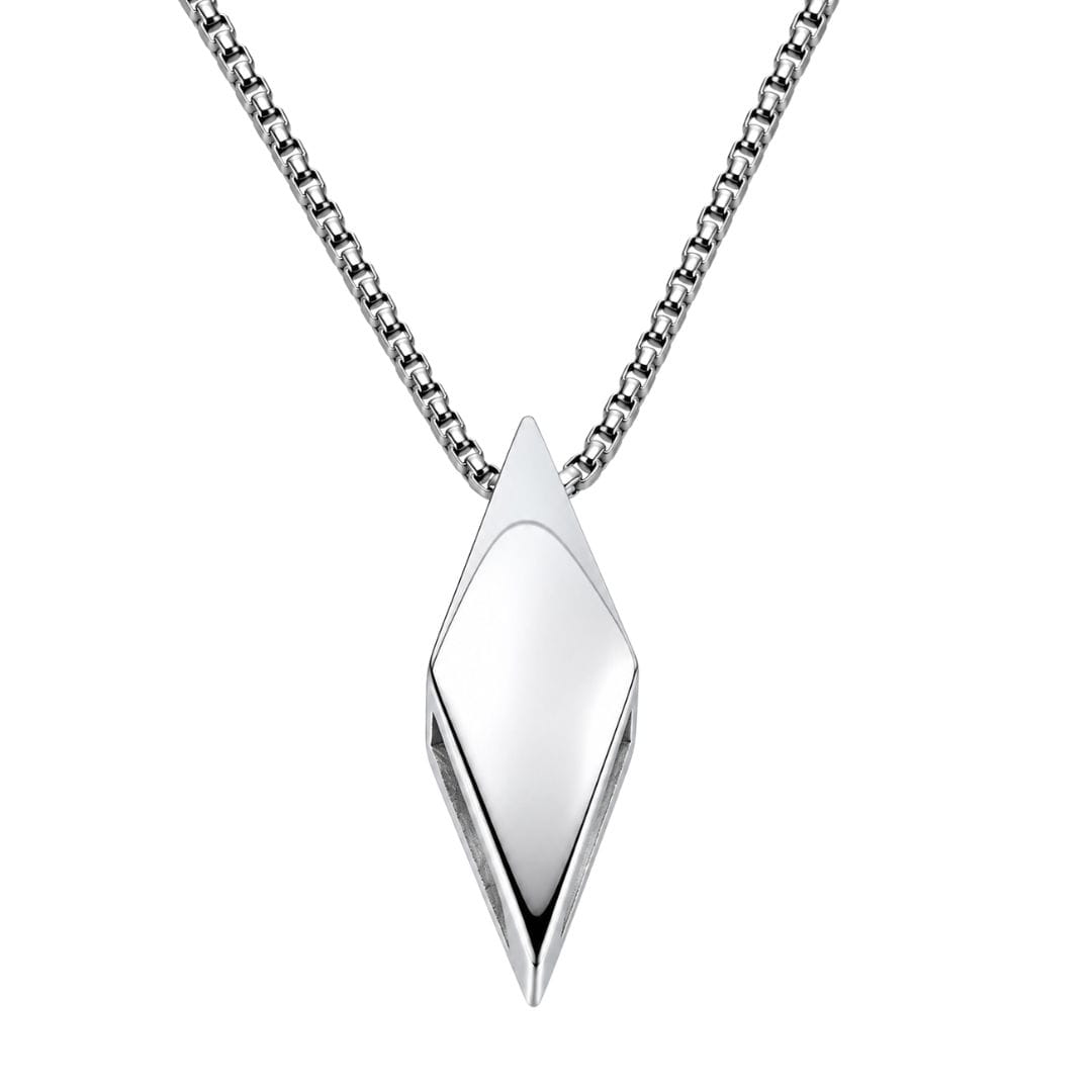 THE MEN THING SS Pendant/ Necklace SPEARHEAD - 33mm Stainless Steel Pendant with 22inch Round Box 2mm Chain for Men & Boys