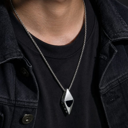 THE MEN THING SS Pendant/ Necklace SPEARHEAD - 33mm Stainless Steel Pendant with 22inch Round Box 2mm Chain for Men & Boys