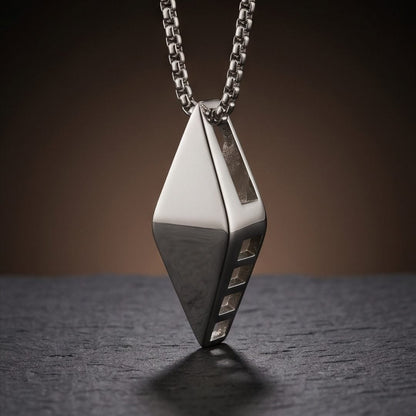 THE MEN THING SS Pendant/ Necklace SPEARHEAD - 33mm Stainless Steel Pendant with 22inch Round Box 2mm Chain for Men & Boys