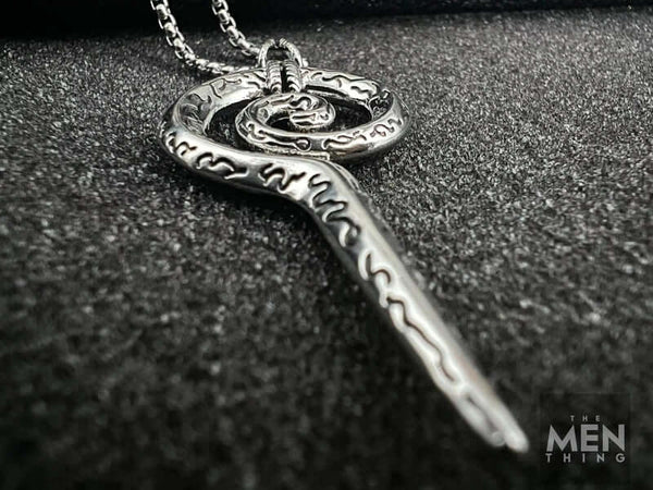 सर्पिल हथियार - शुद्ध स्टेनलेस स्टील 24 इंच गोल बॉक्स चेन के साथ मिश्र धातु लटकन, पुरुषों और लड़कों के लिए यूरोपीय ट्रेंडिंग शैली