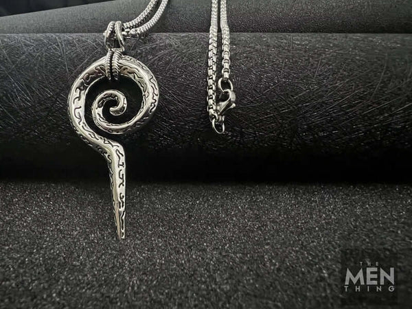 सर्पिल हथियार - शुद्ध स्टेनलेस स्टील 24 इंच गोल बॉक्स चेन के साथ मिश्र धातु लटकन, पुरुषों और लड़कों के लिए यूरोपीय ट्रेंडिंग शैली