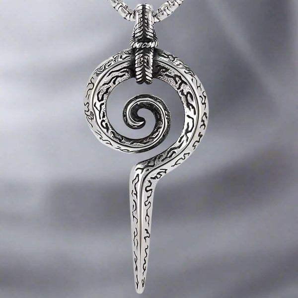 सर्पिल हथियार - शुद्ध स्टेनलेस स्टील 24 इंच गोल बॉक्स चेन के साथ मिश्र धातु लटकन, पुरुषों और लड़कों के लिए यूरोपीय ट्रेंडिंग शैली