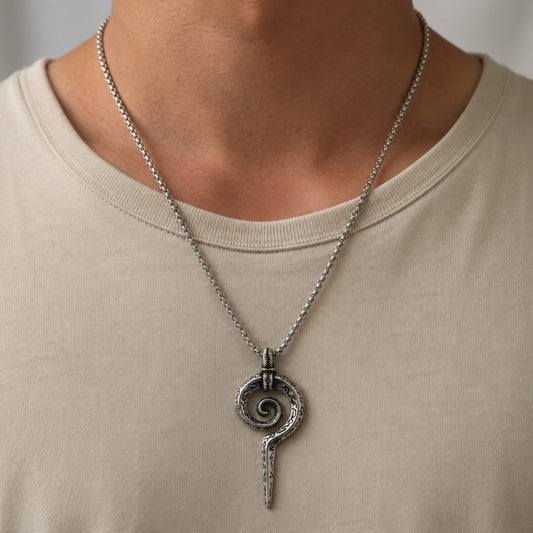 THE MEN THING SS Pendant/ Necklace SPIRAL WEAPON  - Alloy Pendant with Pure Stainless Steel  24inch Round Box Chain, European trending Style for Men & Boy