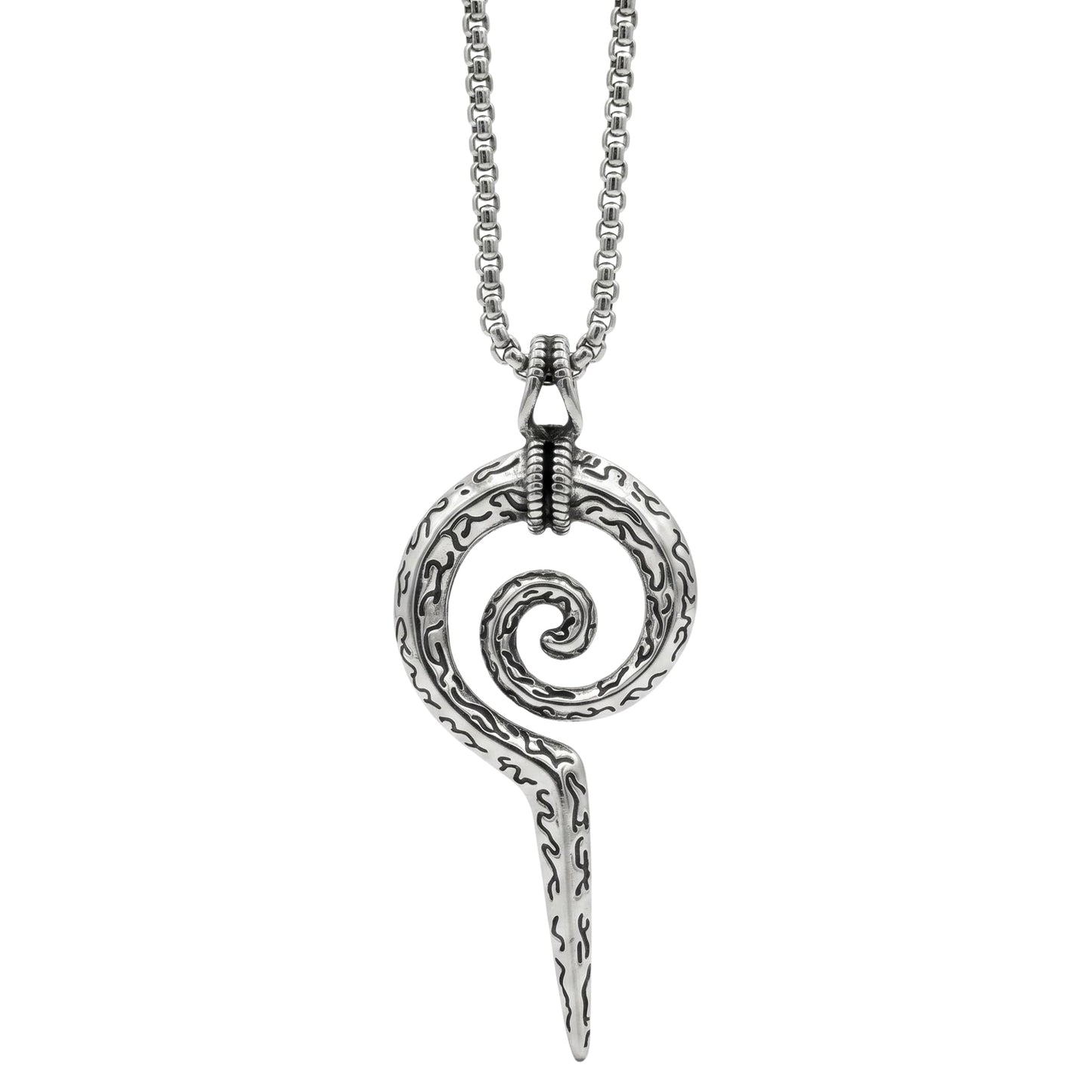 THE MEN THING SS Pendant/ Necklace SPIRAL WEAPON  - Alloy Pendant with Pure Stainless Steel  24inch Round Box Chain, European trending Style for Men & Boy