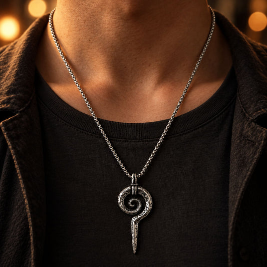 THE MEN THING SS Pendant/ Necklace SPIRAL WEAPON  - Alloy Pendant with Pure Stainless Steel  24inch Round Box Chain, European trending Style for Men & Boy