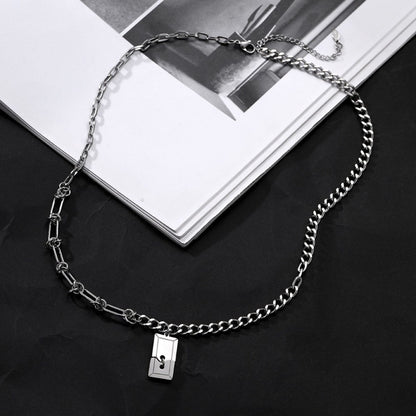 THE MEN THING SS Pendant/ Necklace SPLIT TAG - 13mm Titanium Steel Pendant with 9mm Chain for Men & Boys (22 to 24 inch)