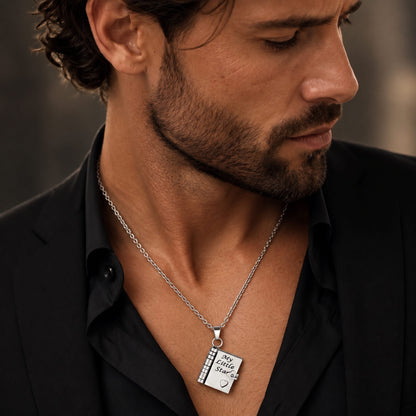 THE MEN THING SS Pendant/ Necklace STAR DIARY - 18mm Pure Titanium Steel Pendant with 3mm Chain for Men & Boys (17 to 19 inch Adjustable Cable Chain)