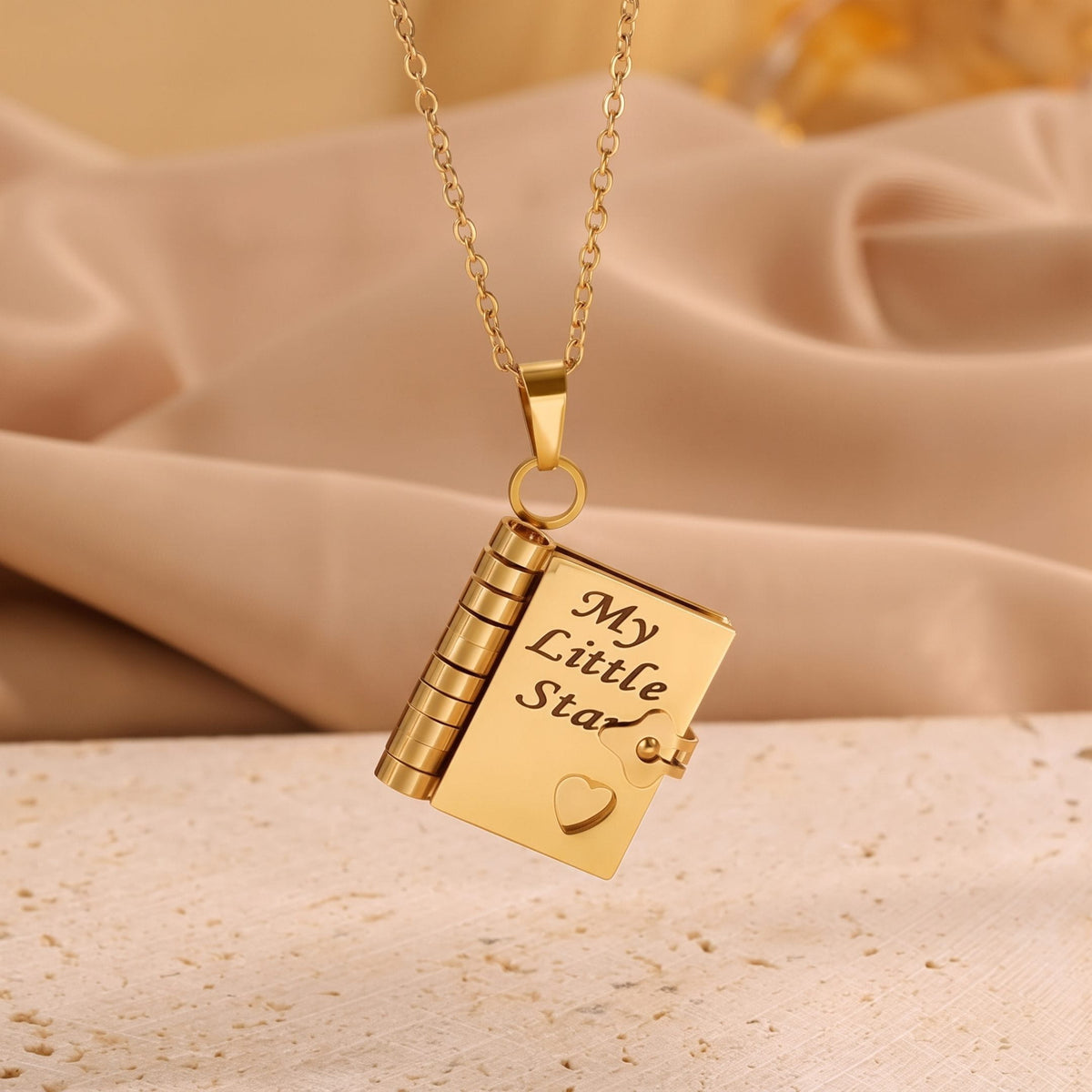 THE MEN THING SS Pendant/ Necklace STAR DIARY - GOLDEN - 18mm Pure Titanium Steel Pendant with 3mm Chain for Men & Boys (17 to 19 inch Adjustable Cable Chain)