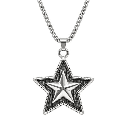 THE MEN THING SS Pendant/ Necklace STAR THAT SHINES - Alloy Star Pendant with Pure Stainless Steel  24inch Round Box Chain, American trending Styl for Men & Boy