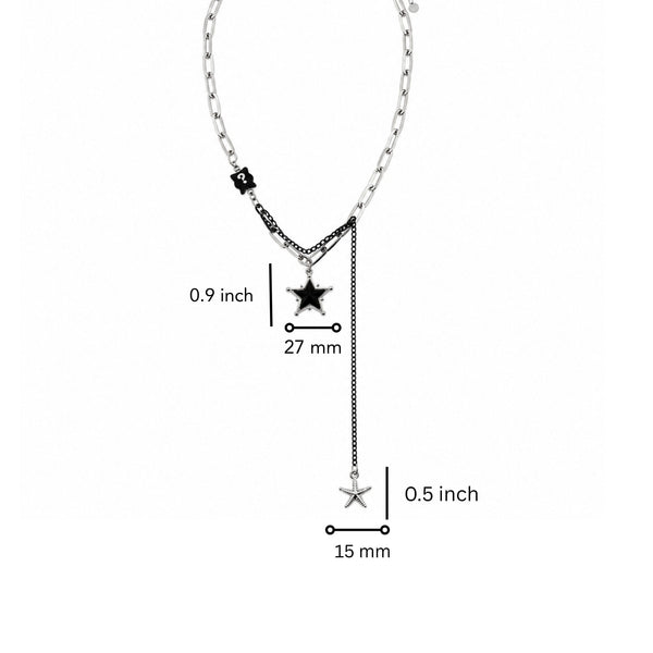 STARFALL - 27mm Titanium Steel Pendant with 19inch to 21inch Adjustable Cable 8mm Chain for Men & Boys