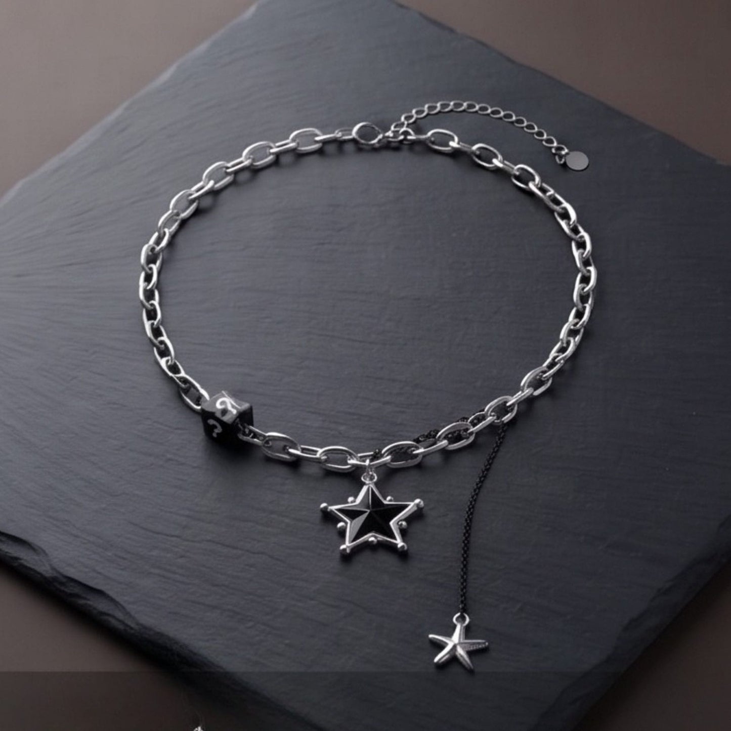 THE MEN THING SS Pendant/ Necklace STARFALL - 27mm Titanium Steel Pendant with 19inch to 21inch Adjustable Cable 8mm Chain for Men & Boys