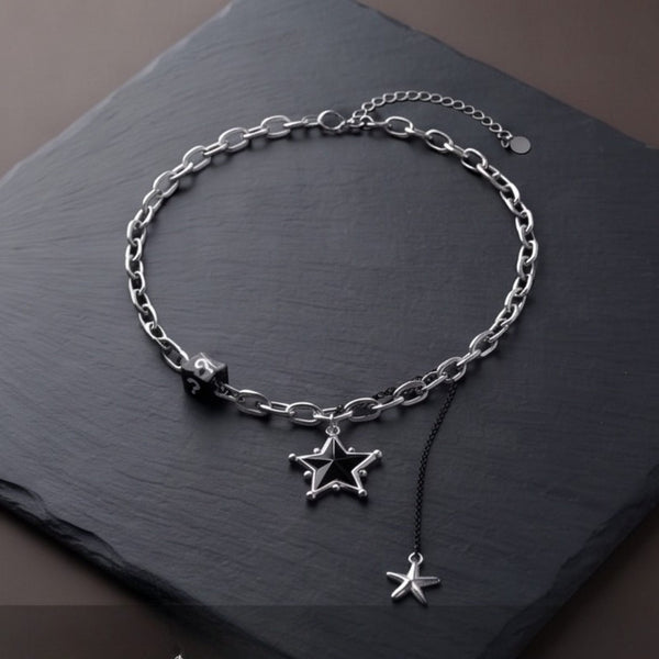 STARFALL - 27mm Titanium Steel Pendant with 19inch to 21inch Adjustable Cable 8mm Chain for Men & Boys
