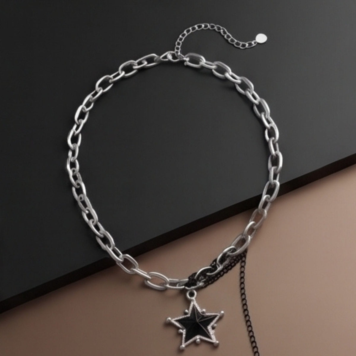 THE MEN THING SS Pendant/ Necklace STARFALL - 27mm Titanium Steel Pendant with 19inch to 21inch Adjustable Cable 8mm Chain for Men & Boys