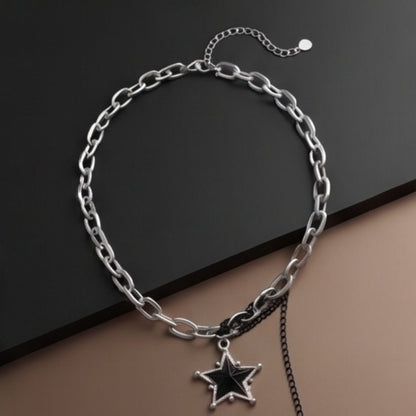 THE MEN THING SS Pendant/ Necklace STARFALL - 27mm Titanium Steel Pendant with 19inch to 21inch Adjustable Cable 8mm Chain for Men & Boys