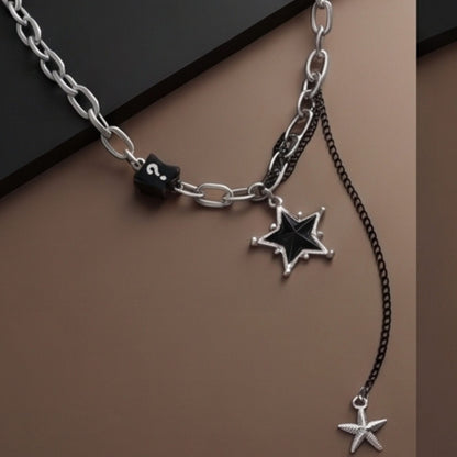 THE MEN THING SS Pendant/ Necklace STARFALL - 27mm Titanium Steel Pendant with 19inch to 21inch Adjustable Cable 8mm Chain for Men & Boys