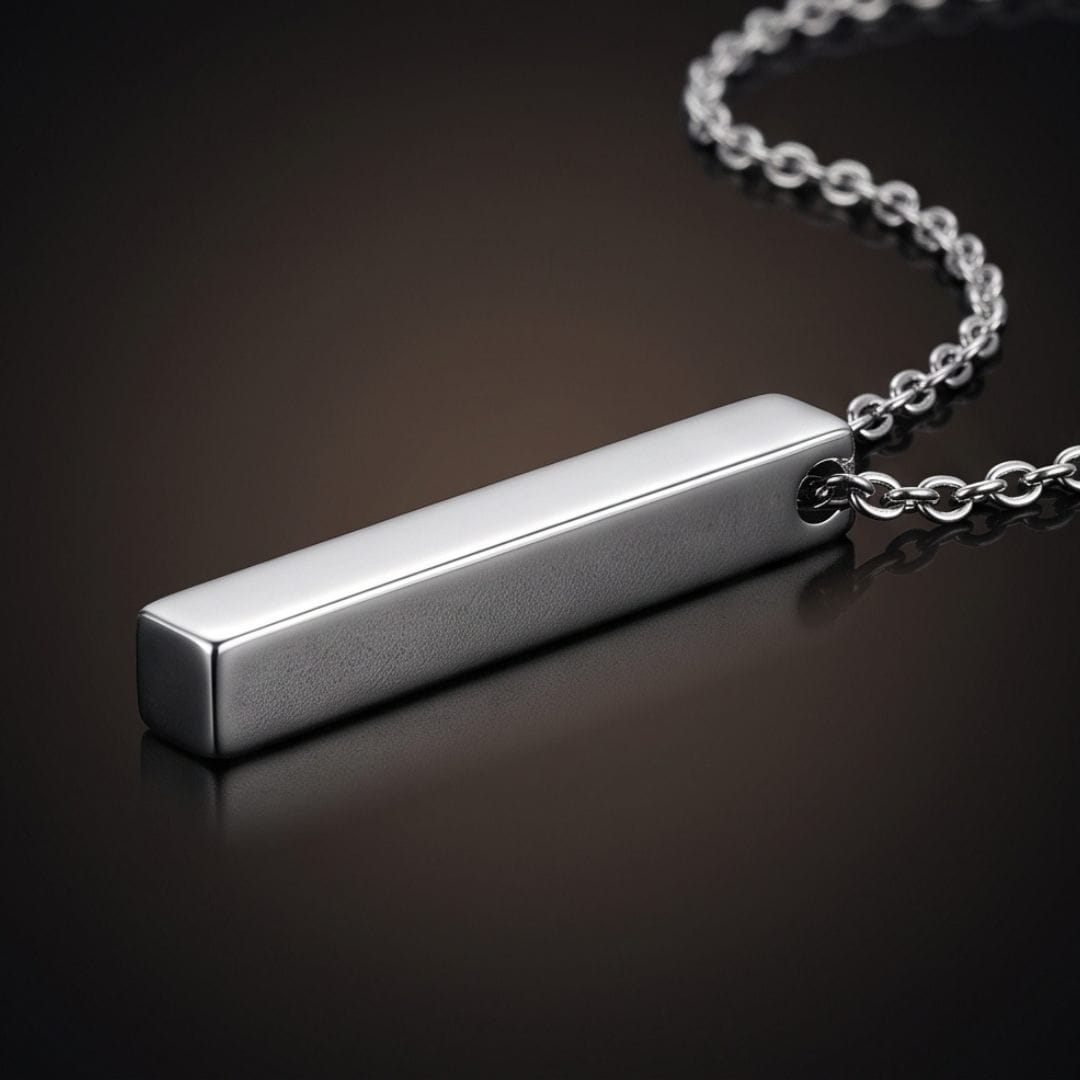 THE MEN THING SS Pendant/ Necklace STEEL AXIS - 35mm Titanium Steel Pendant with Oval Cable 1mm Chain for Men & Boys (19inch)