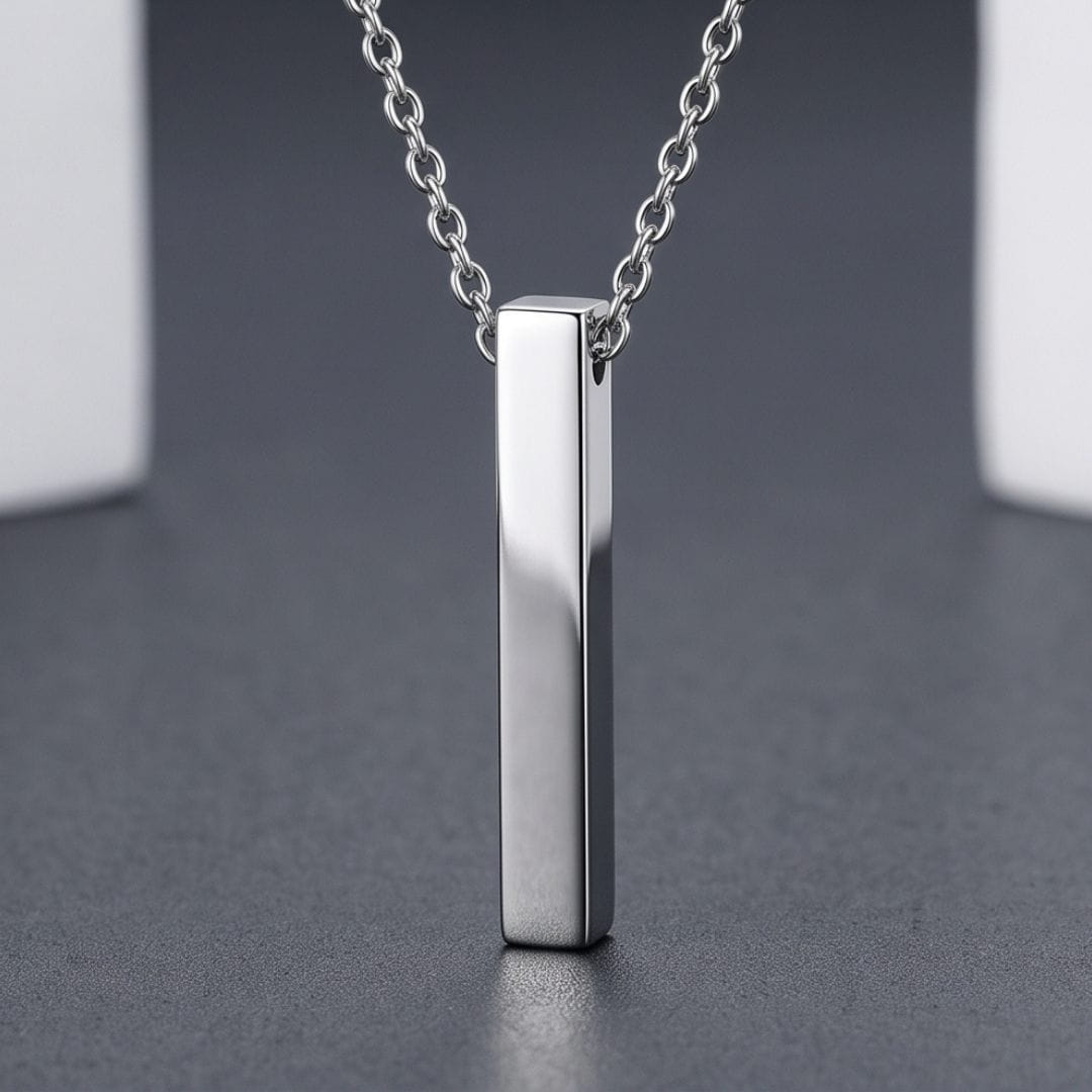 THE MEN THING SS Pendant/ Necklace STEEL AXIS - 35mm Titanium Steel Pendant with Oval Cable 1mm Chain for Men & Boys (19inch)