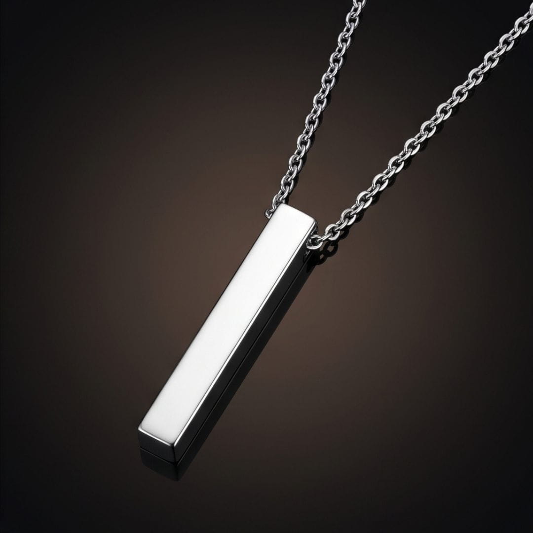 THE MEN THING SS Pendant/ Necklace STEEL AXIS - 35mm Titanium Steel Pendant with Oval Cable 1mm Chain for Men & Boys (19inch)