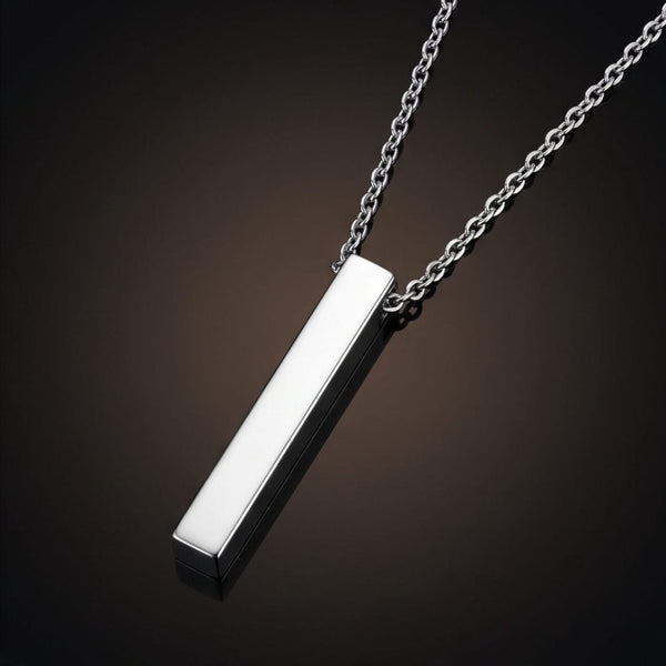 ENGRAVED - STEEL AXIS - 35mm Titanium Steel Pendant with Oval Cable 1mm Chain for Men & Boys (19inch)