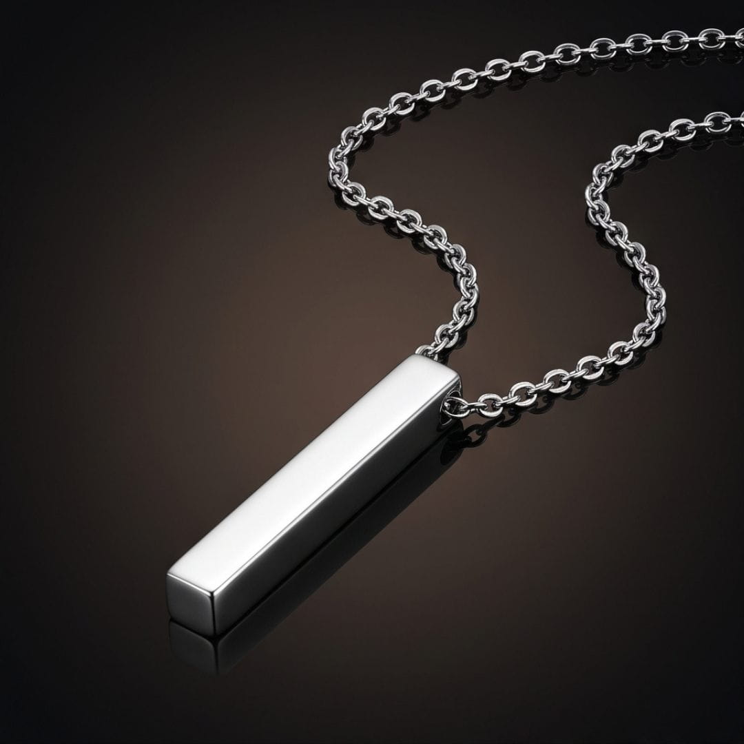 THE MEN THING SS Pendant/ Necklace STEEL AXIS - 35mm Titanium Steel Pendant with Oval Cable 1mm Chain for Men & Boys (19inch)