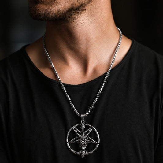 THE MEN THING SS Pendant/ Necklace STELLAR GOAT (T) - Pure Titanium Steel Pendant with Stainless Steel 24inch Round Box Chain, European trending Style for Men & Boy
