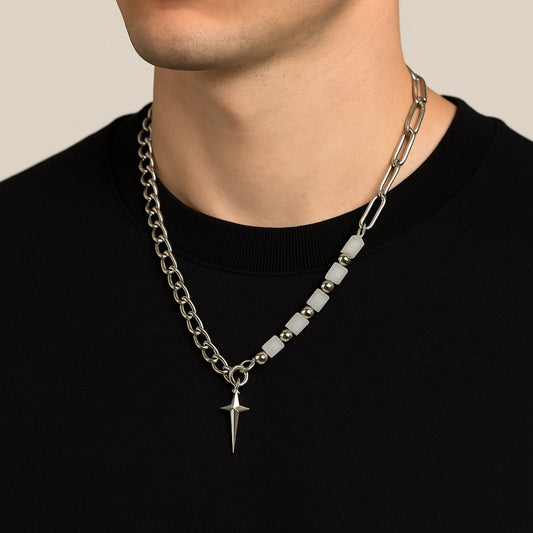 THE MEN THING SS Pendant/ Necklace STELLAR SPIRE - Pure Titanium Steel Pendant with Chain for Men & Boys "20 "inch