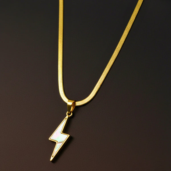 STORM EDGE - Golden & White 12mm Titanium Steel Pendant with 22inch Chain for Men & Boys with adjustable cable chain