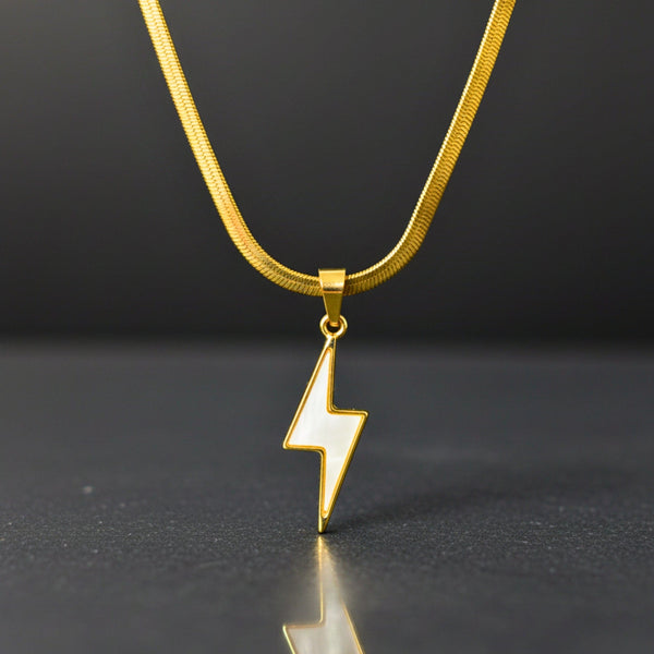 STORM EDGE - Golden & White 12mm Titanium Steel Pendant with 22inch Chain for Men & Boys with adjustable cable chain