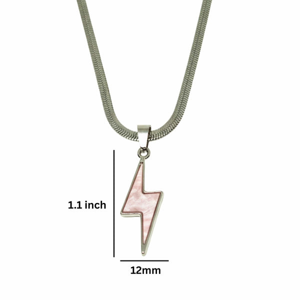 STORM EDGE - Silver & Pink 12mm Titanium Steel Pendant with 22inch Chain for Men & Boys with adjustable cable chain