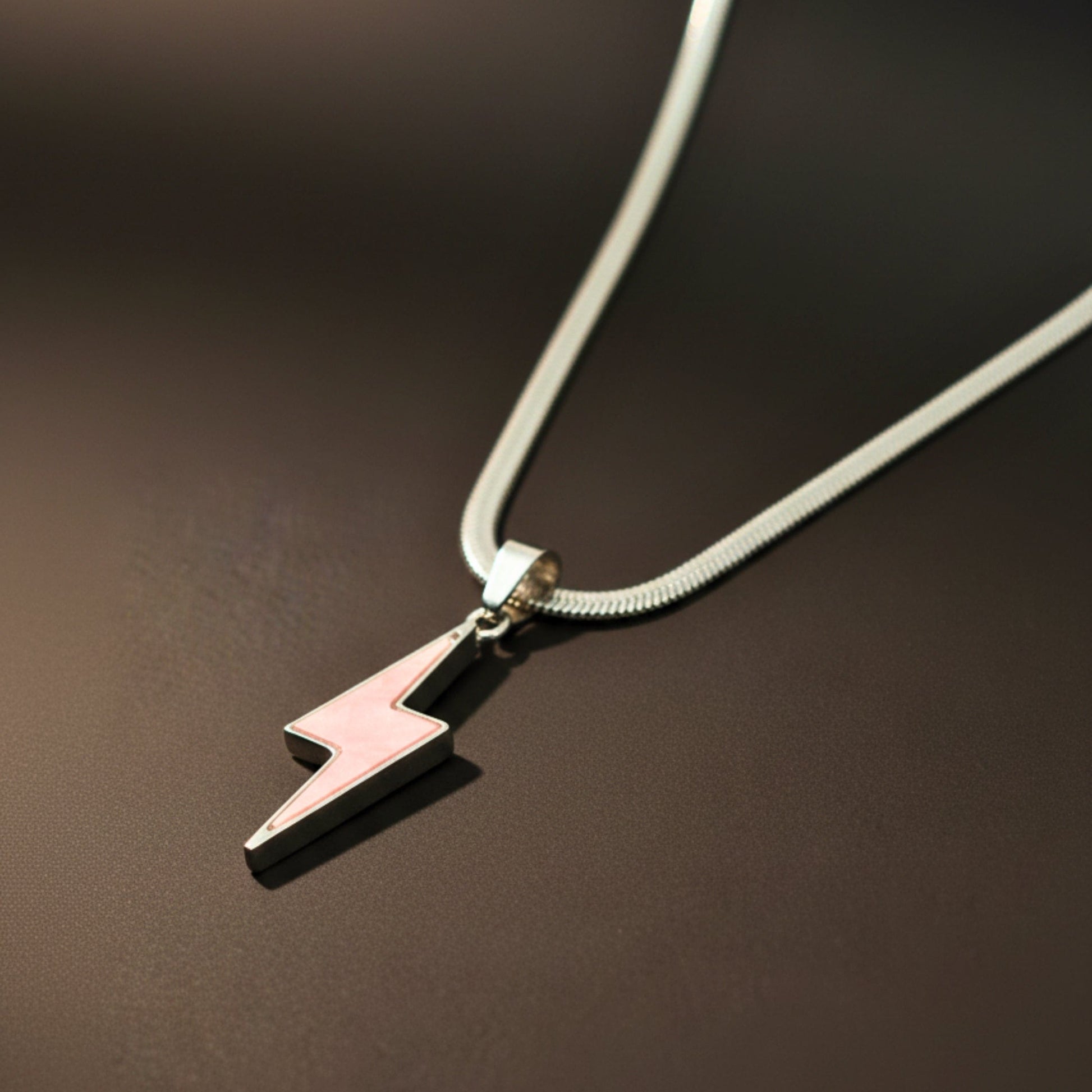 THE MEN THING SS Pendant/ Necklace STORM EDGE - Silver & Pink 12mm Titanium Steel Pendant with 22inch Chain for Men & Boys with adjustable cable chain