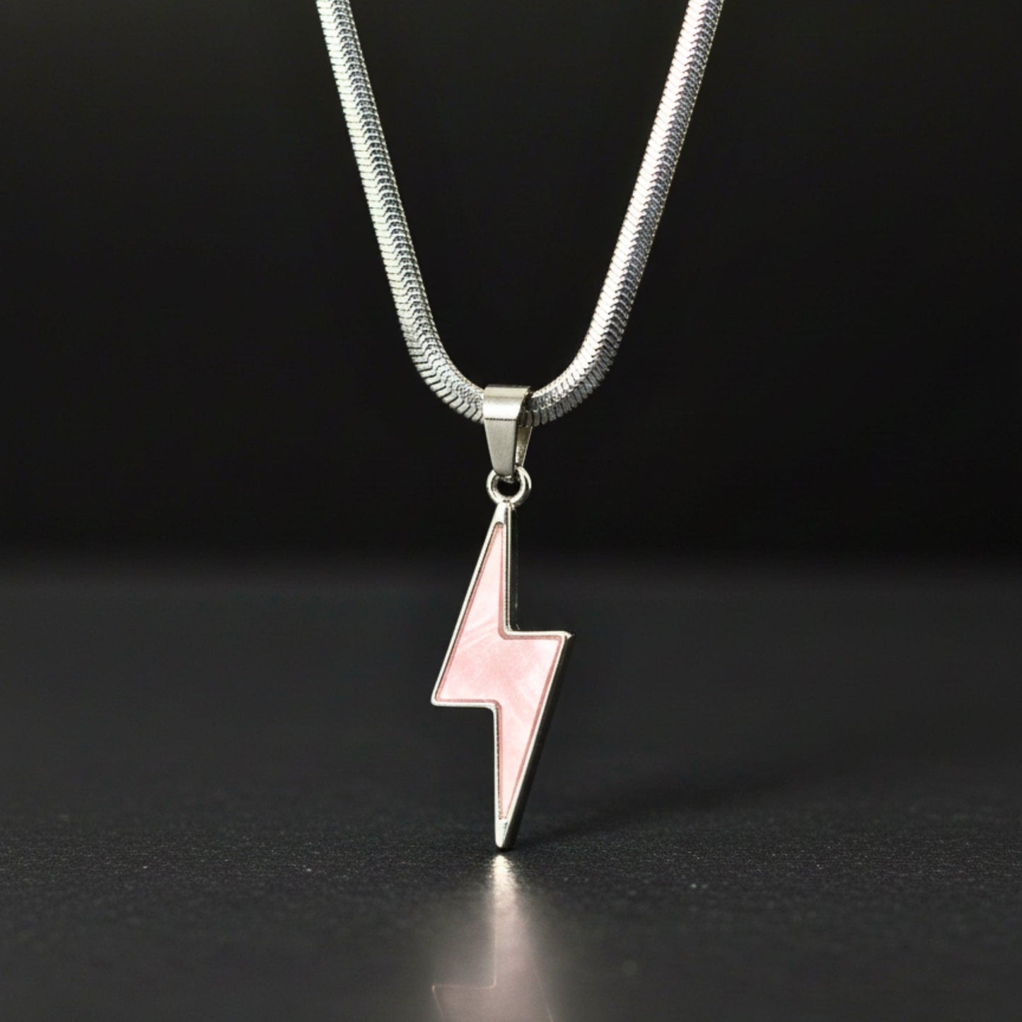 THE MEN THING SS Pendant/ Necklace STORM EDGE - Silver & Pink 12mm Titanium Steel Pendant with 22inch Chain for Men & Boys with adjustable cable chain