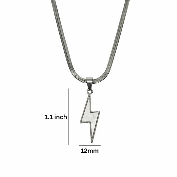 STORM EDGE - Silver & White 12mm Titanium Steel Pendant with 22inch Round Box 4mm Chain for Men & Boys with adjustable cable chain