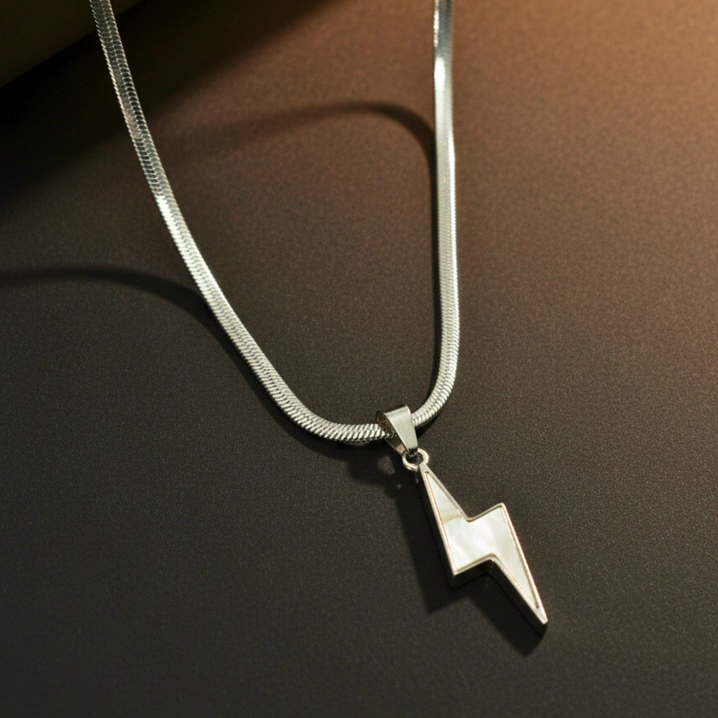 THE MEN THING SS Pendant/ Necklace STORM EDGE - WHITE - 12mm Titanium Steel Pendant with 23inch Round Box 4 mm Chain for Men & Boys with adjustable cable chain