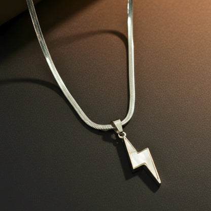 THE MEN THING SS Pendant/ Necklace STORM EDGE - WHITE - 12mm Titanium Steel Pendant with 23inch Round Box 4 mm Chain for Men & Boys with adjustable cable chain