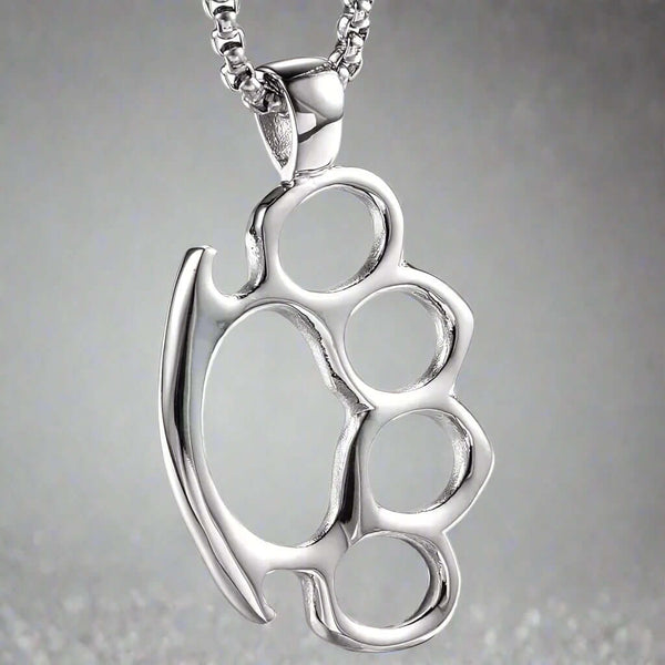 STRONG GRIP - Alloy Pendant with Stainless Steel 24inch Round Box Chain, European trending Style for Men & Boy