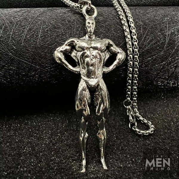 STRONG ME -  Alloy Pendant with Pure Stainless Steel  24inch Round Box Chain, American trending Style for Men & Boy