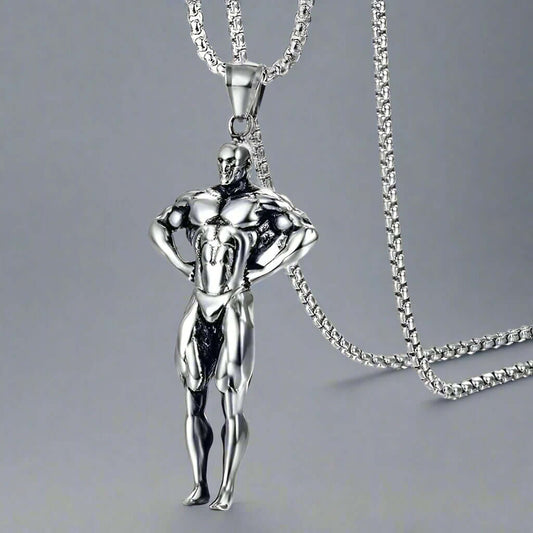 THE MEN THING SS Pendant/ Necklace STRONG ME -  Alloy Pendant with Pure Stainless Steel  24inch Round Box Chain, American trending Style for Men & Boy