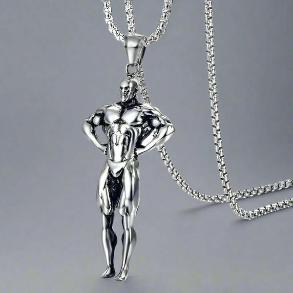 STRONG ME -  Alloy Pendant with Pure Stainless Steel  24inch Round Box Chain, American trending Style for Men & Boy