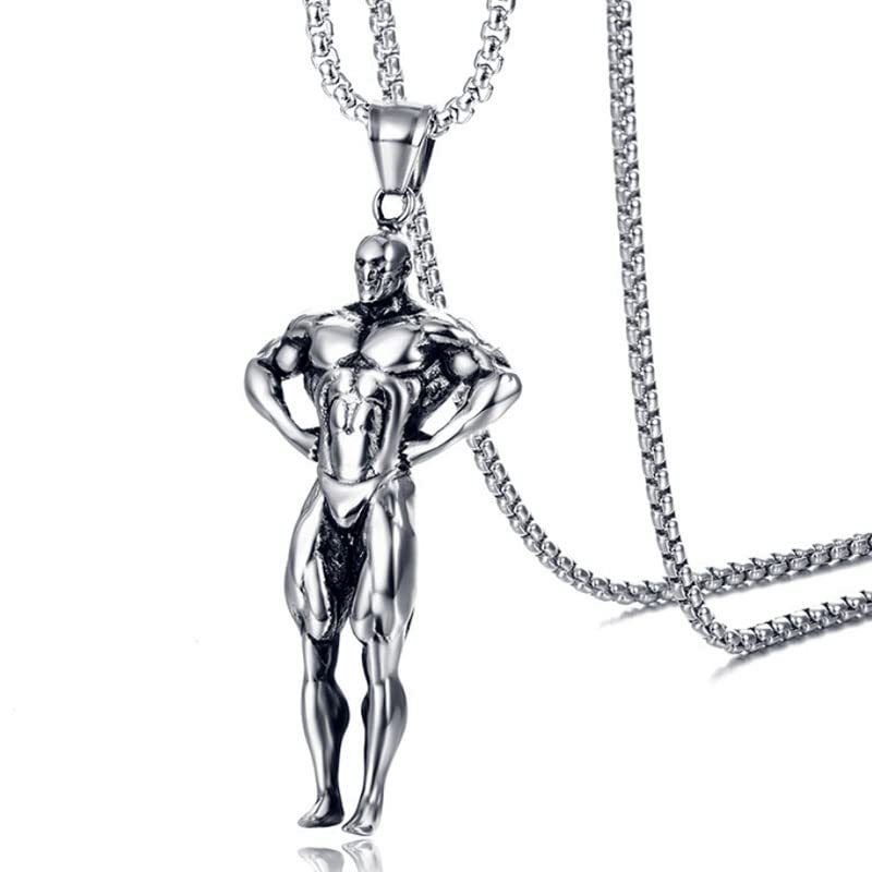 THE MEN THING SS Pendant/ Necklace STRONG ME -  Alloy Pendant with Pure Stainless Steel  24inch Round Box Chain, American trending Style for Men & Boy