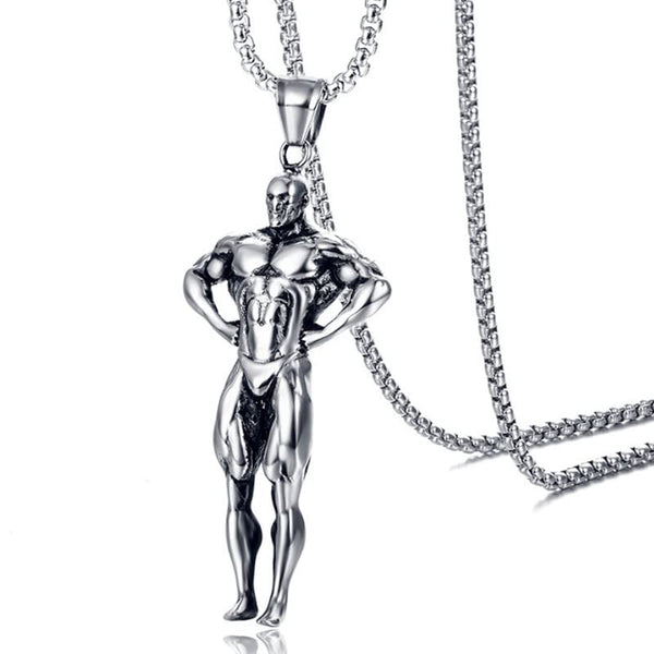 STRONG ME -  Alloy Pendant with Pure Stainless Steel  24inch Round Box Chain, American trending Style for Men & Boy