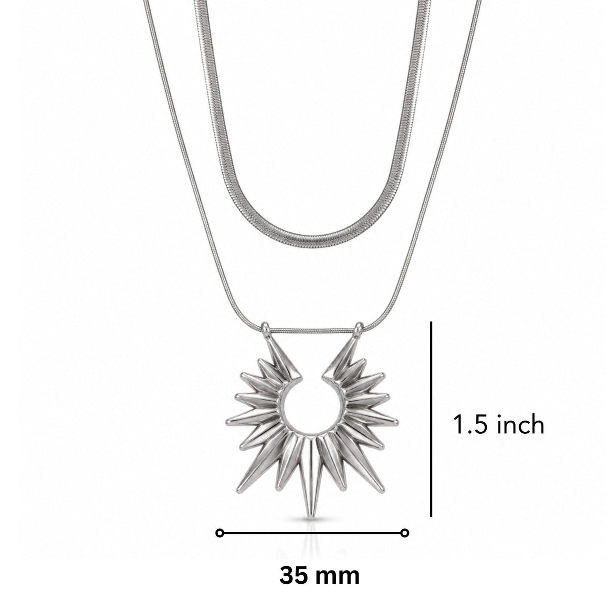 THE MEN THING SS Pendant/ Necklace SUNBURST - 35mm Titanium Steel Pendant with 21inch to 23 inch Adjustable Cable 6mm Chain for Men & Boys