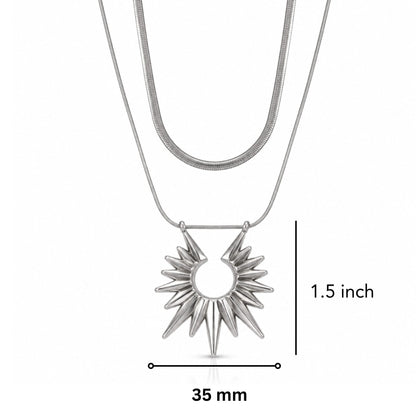 THE MEN THING SS Pendant/ Necklace SUNBURST - 35mm Titanium Steel Pendant with 21inch to 23 inch Adjustable Cable 6mm Chain for Men & Boys