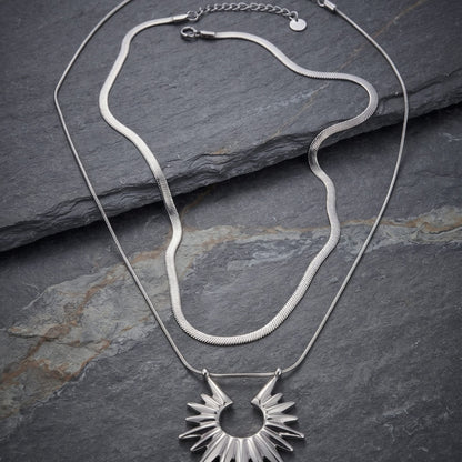 THE MEN THING SS Pendant/ Necklace SUNBURST - 35mm Titanium Steel Pendant with 21inch to 23 inch Adjustable Cable 6mm Chain for Men & Boys