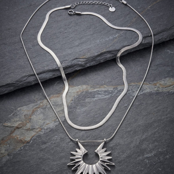 SUNBURST - 35mm Titanium Steel Pendant with 21inch to 23 inch Adjustable Cable 6mm Chain for Men & Boys