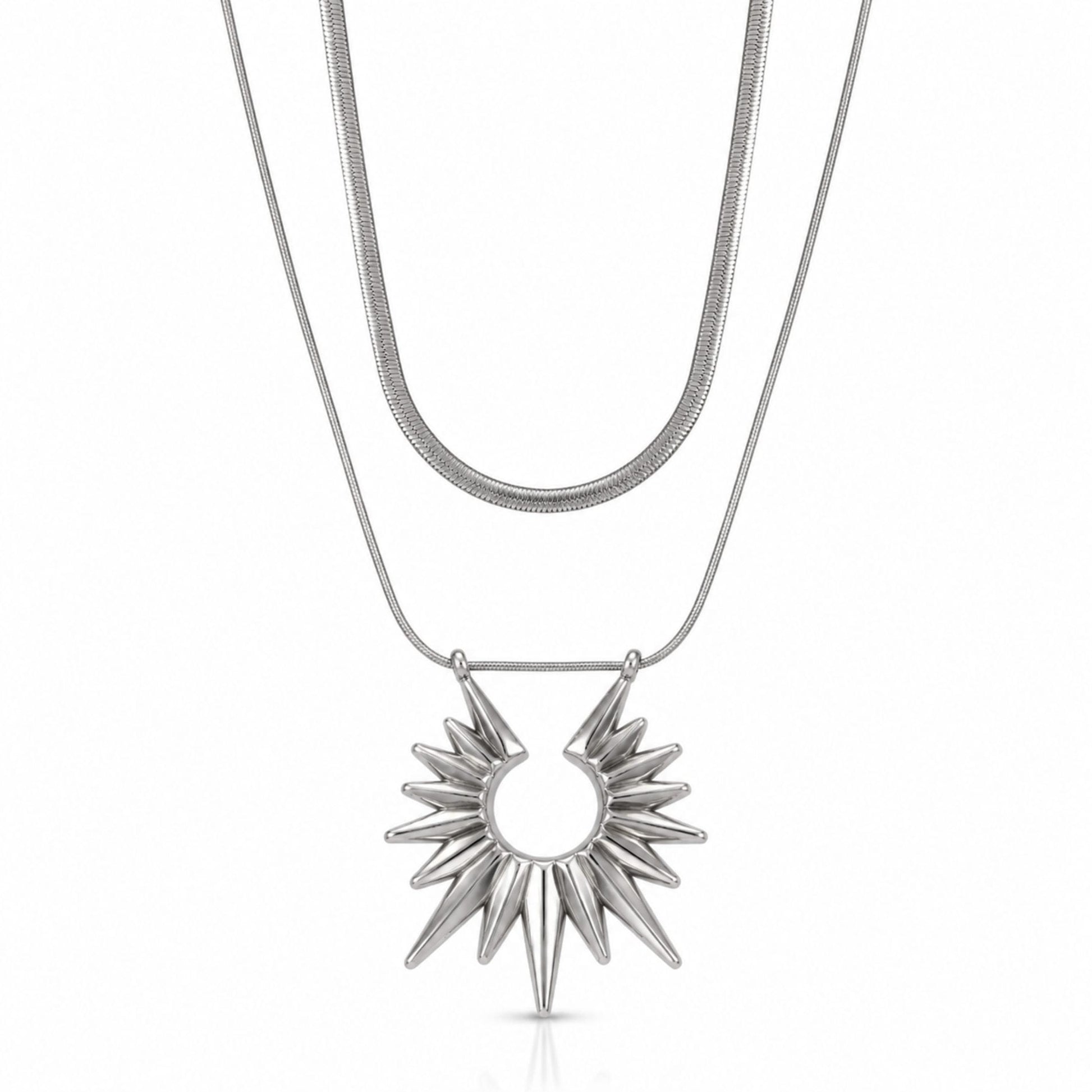 THE MEN THING SS Pendant/ Necklace SUNBURST - 35mm Titanium Steel Pendant with 21inch to 23 inch Adjustable Cable 6mm Chain for Men & Boys
