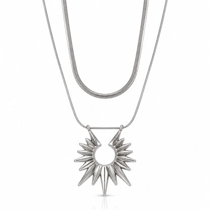 THE MEN THING SS Pendant/ Necklace SUNBURST - 35mm Titanium Steel Pendant with 21inch to 23 inch Adjustable Cable 6mm Chain for Men & Boys