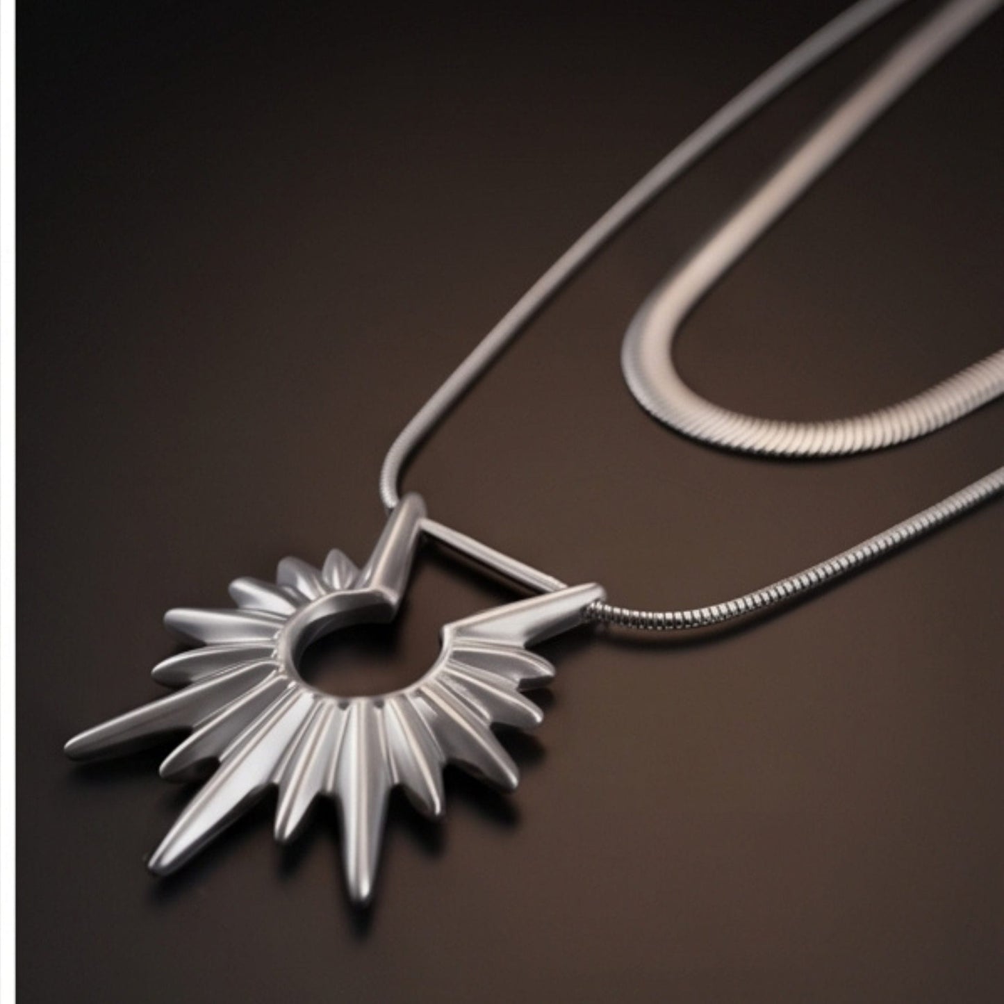 THE MEN THING SS Pendant/ Necklace SUNBURST - 35mm Titanium Steel Pendant with 21inch to 23 inch Adjustable Cable 6mm Chain for Men & Boys