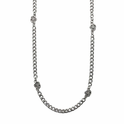 THE MEN THING SS Pendant/ Necklace SYMBOL LINK - 7mm Pure Stainless Steel 20 to 22inch Adjustable Cube  Chain for Men & Boys