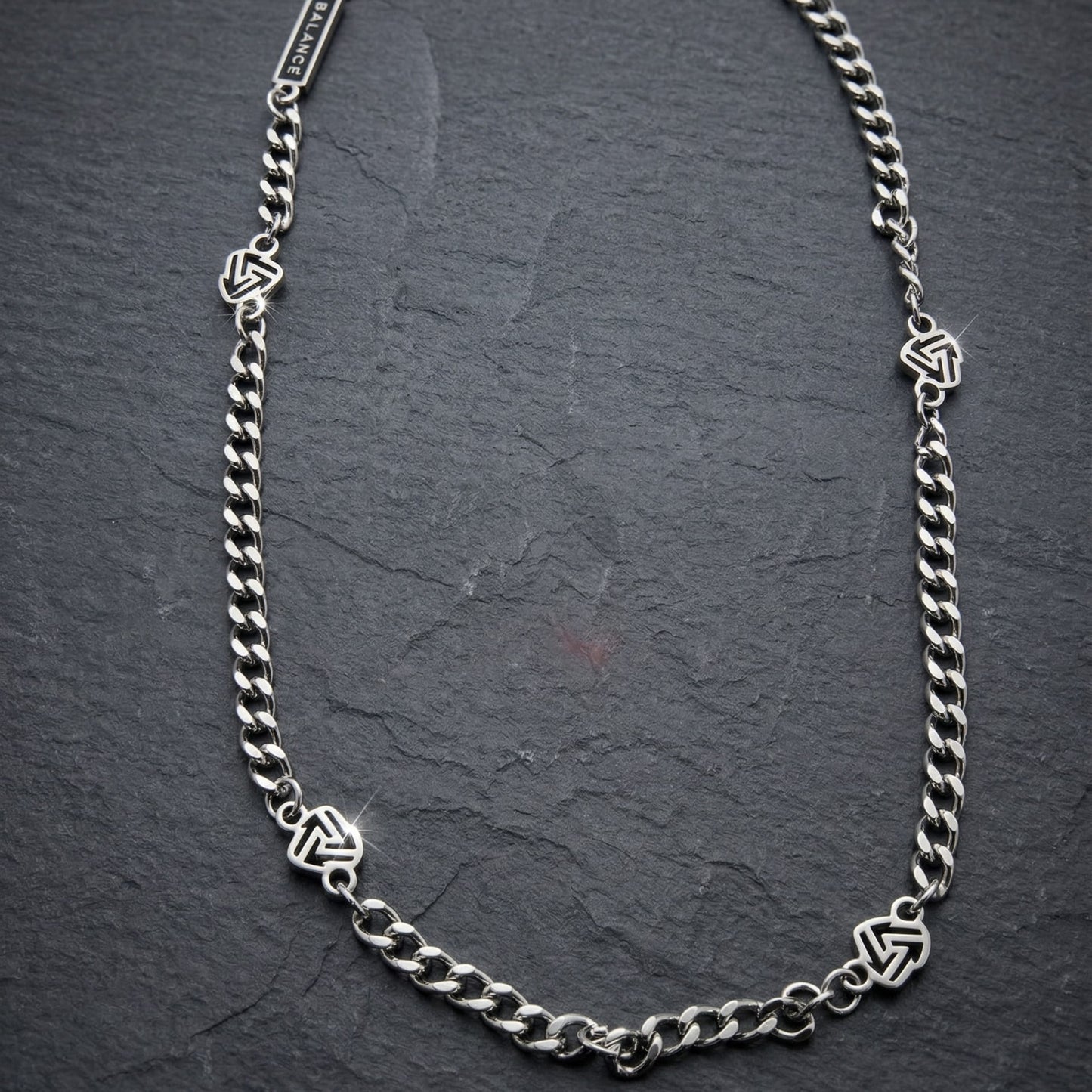 THE MEN THING SS Pendant/ Necklace SYMBOL LINK - 7mm Pure Stainless Steel 20 to 22inch Adjustable Cube  Chain for Men & Boys