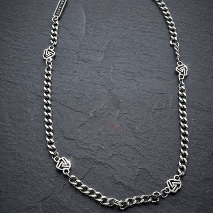 THE MEN THING SS Pendant/ Necklace SYMBOL LINK - 7mm Pure Stainless Steel 20 to 22inch Adjustable Cube  Chain for Men & Boys